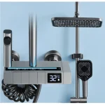 Piyano Duş Seti Dijital Led Göstergeli ve Led ışıklı Metal Gövde Pirinç İç Takımlı Banyo Duş Seti - Görsel 5