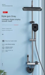 Piyano Duş Seti Dijital Led Göstergeli ve Led ışıklı Metal Gövde Pirinç İç Takımlı Banyo Duş Seti - Görsel 4