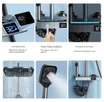 Piyano Duş Seti Dijital Led Göstergeli ve Led ışıklı Metal Gövde Pirinç İç Takımlı Banyo Duş Seti - Görsel 2