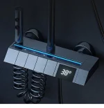 Piyano Duş Seti Dijital Led Göstergeli ve Led ışıklı Metal Gövde Pirinç İç Takımlı Banyo Duş Seti - Görsel 6