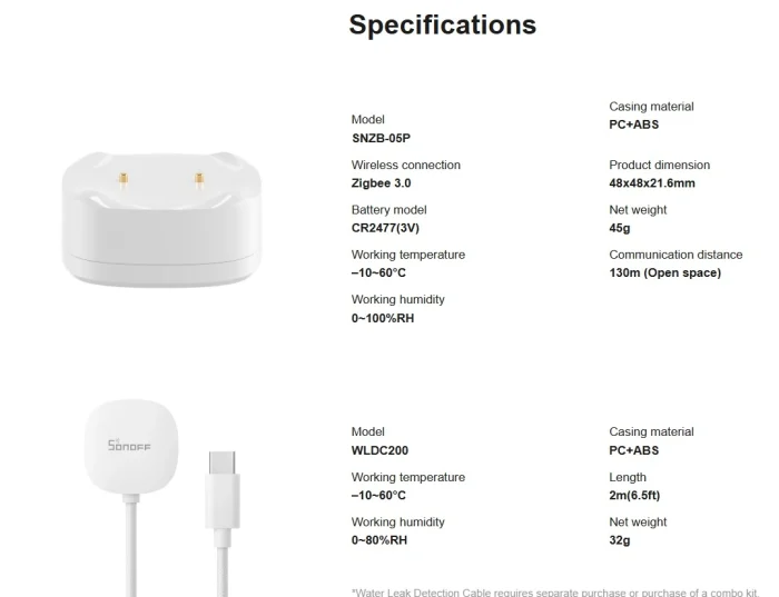 Sonoff SNZB-05P ZigBee Su Kaçak Sensörü - Görsel 4