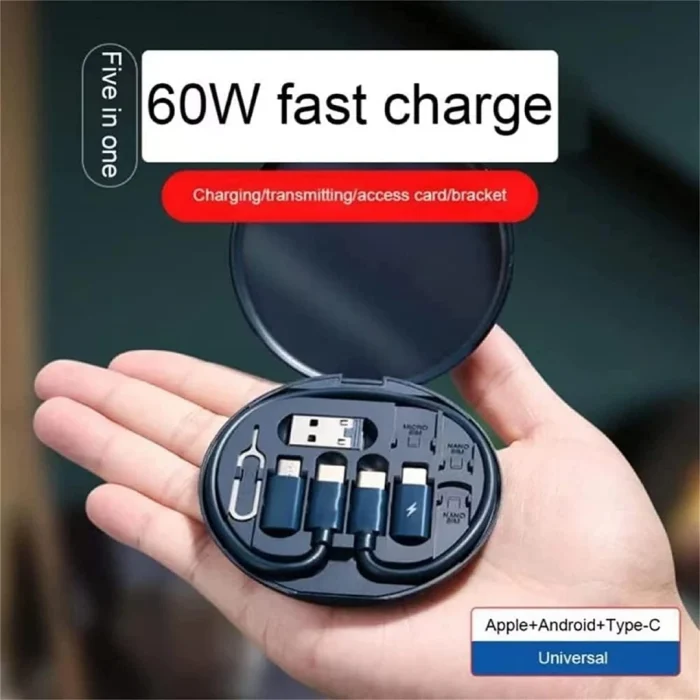 6in1 Super Şarj 60w Şarj Çoklu Şarj USB Adaptör Kiti Çoklu USB Adaptör Kablo Seyahat Seti - Görsel 5