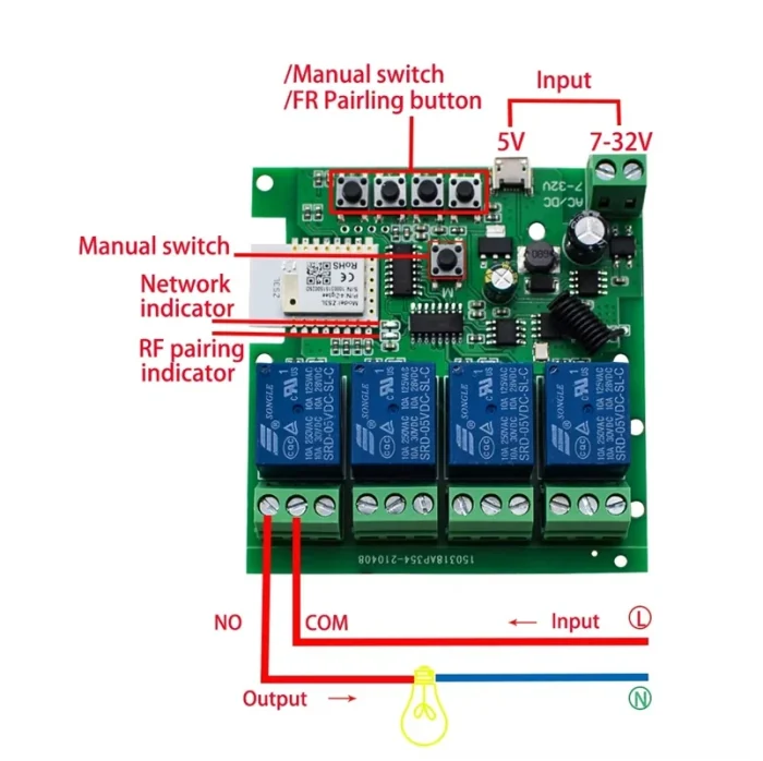 Tuya Zigbee 4ch Akıllı Işık Anahtarı Modülü 4 Kanal Anahtar Modülü Rölesi - Görsel 3