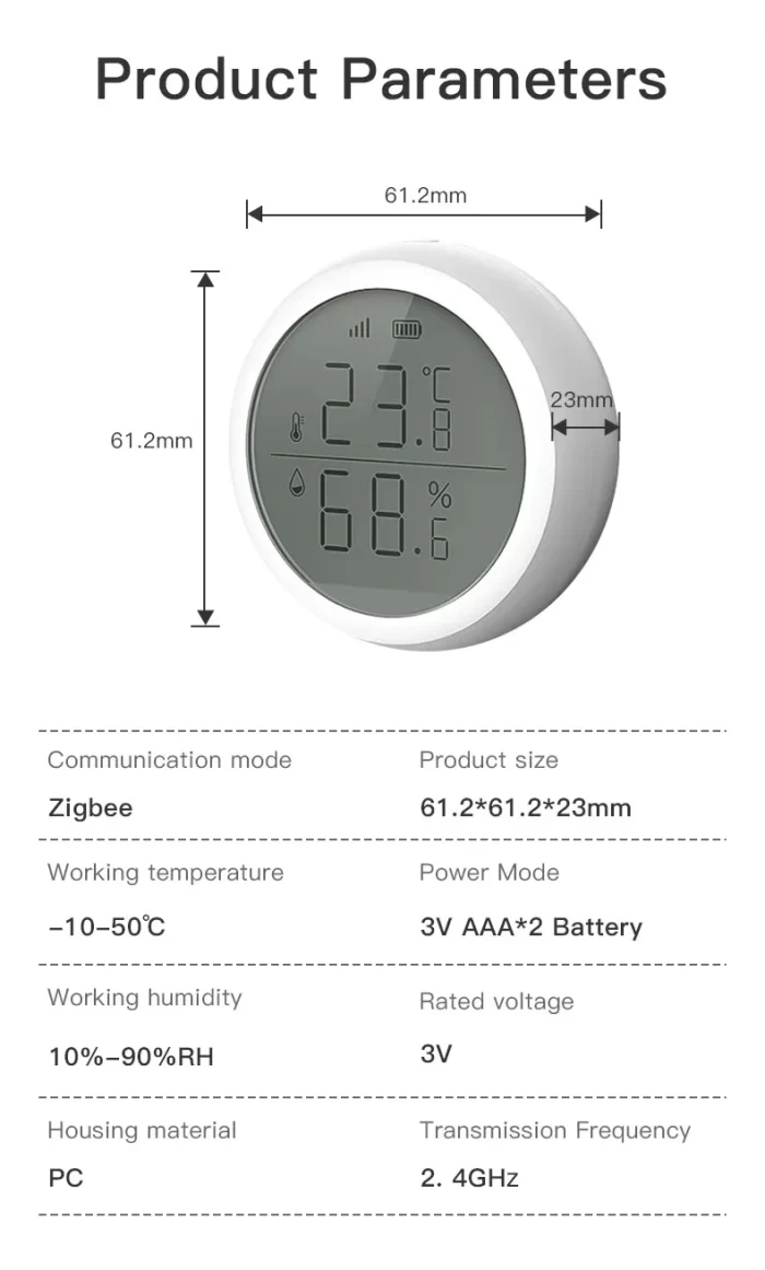 Tuya Zigbee Akıllı Sıcaklık ve Nem Sensörü XENON SMART - Görsel 3