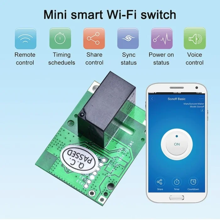 Sonoff RE5V1C 5V DC Wifi Akıllı Ev Anahtar Röle - Görsel 4