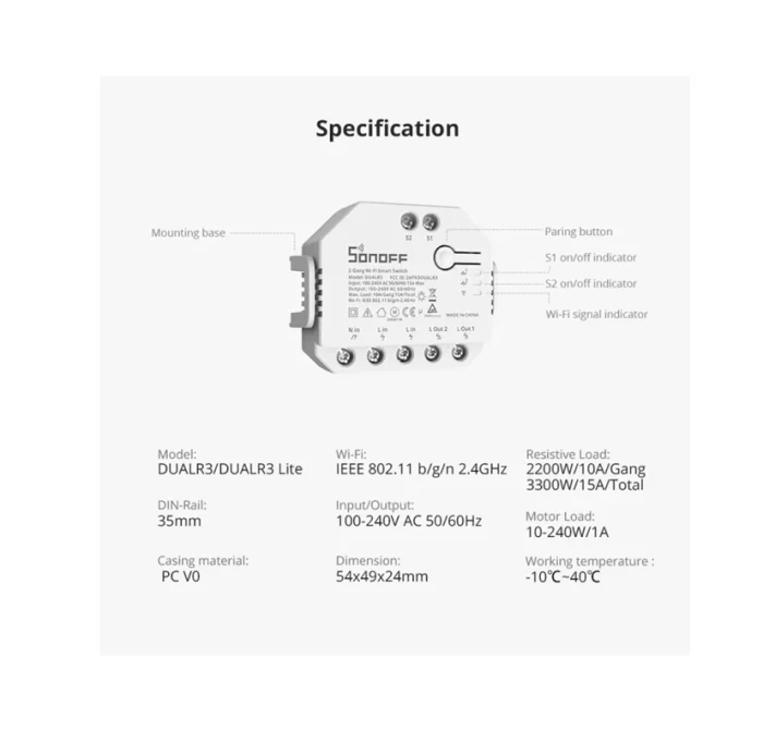 Sonoff Dual R3 Lite Akıllı Röle - Görsel 4