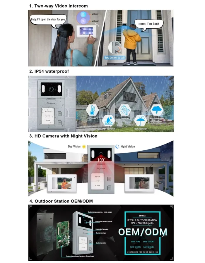 Wifi Tuya Video interkom 2 adet 7 inç Ekranlı Görüntülü Diafon Intercom - Görsel 4