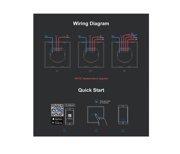 Sonoff TX T3EU1C – T3-EU-1C Akıllı Dokunmatik Duvar Anahtarı 2 Kanallı - Görsel 3