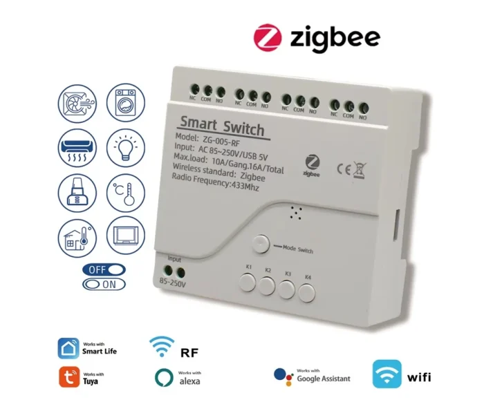 Tuya Zigbee 4ch Akıllı Işık Anahtarı Modülü 4 Kanal Anahtar Modülü Rölesi - Görsel 2