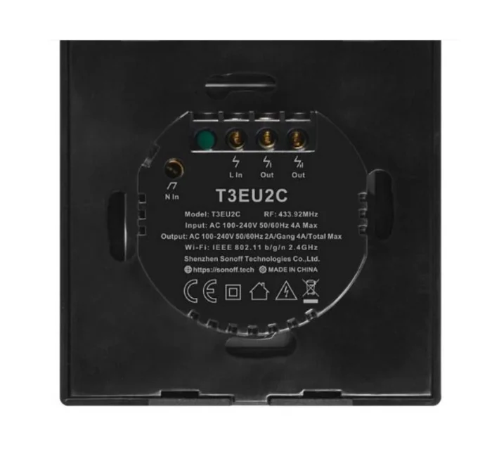 Sonoff TX T3EU2C – T3-EU-2C Akıllı Dokunmatik Duvar Anahtarı 2 Kanallı - Görsel 3