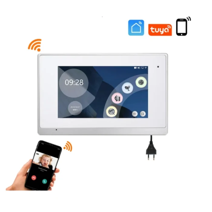 Wifi Tuya Video interkom 4 adet 7 inç Ekranlı Görüntülü Diafon Intercom - Görsel 8