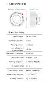 Tuya Akıllı ZigBee Duman Sensörü / Dedektörü - Görsel 5