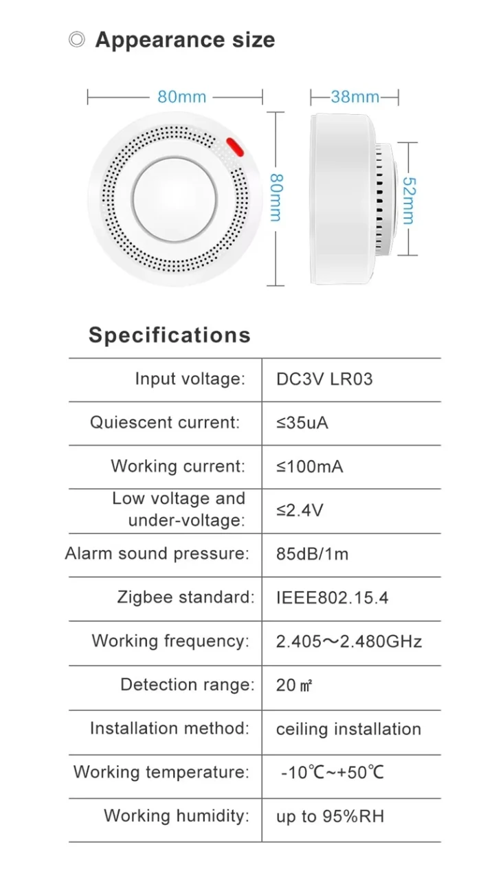 Tuya Akıllı ZigBee Duman Sensörü / Dedektörü - Görsel 5