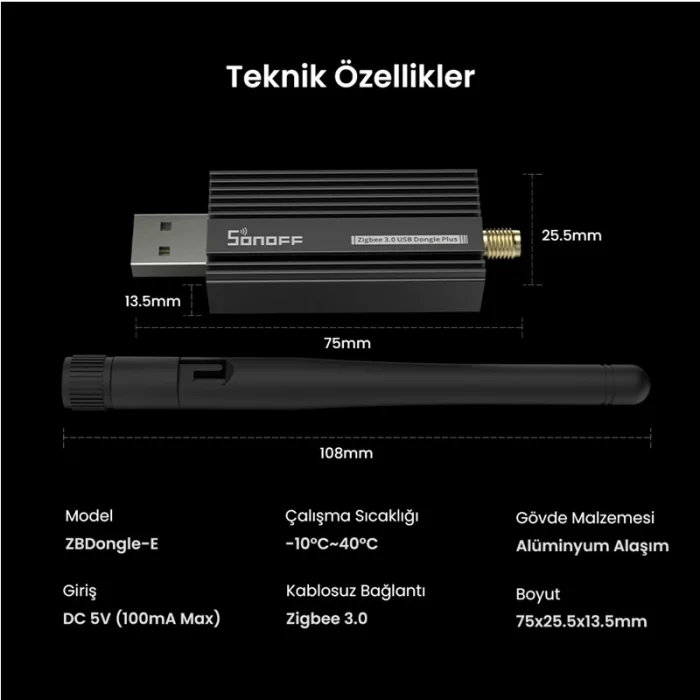 Sonoff ZBDongle-E Zigbee 3.0 USB Dongle - Görsel 5