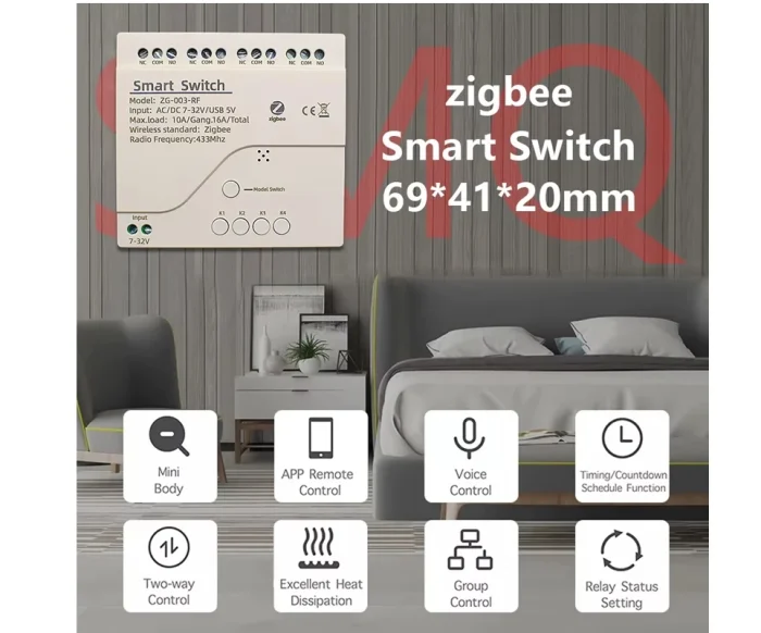 Tuya Zigbee 4ch Akıllı Işık Anahtarı Modülü - Görsel 3