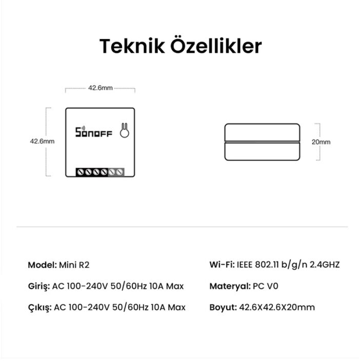 Sonoff Mini R2 İki Yönlü Akıllı Röle - Görsel 3