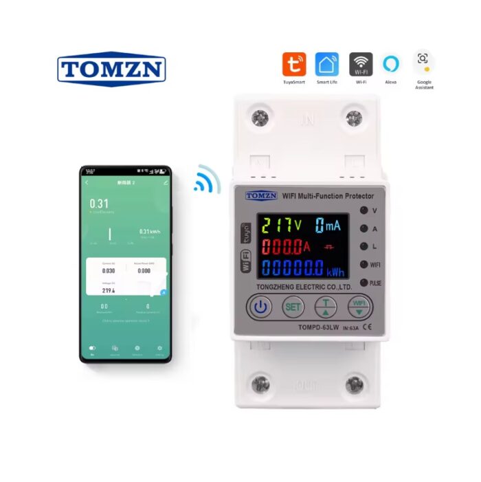 TOMZN Wifi Kaçak Akım Koruma Rölesi Ve Yüksek Voltaj Ve Akım Koruyucu Röle 63A - Görsel 7