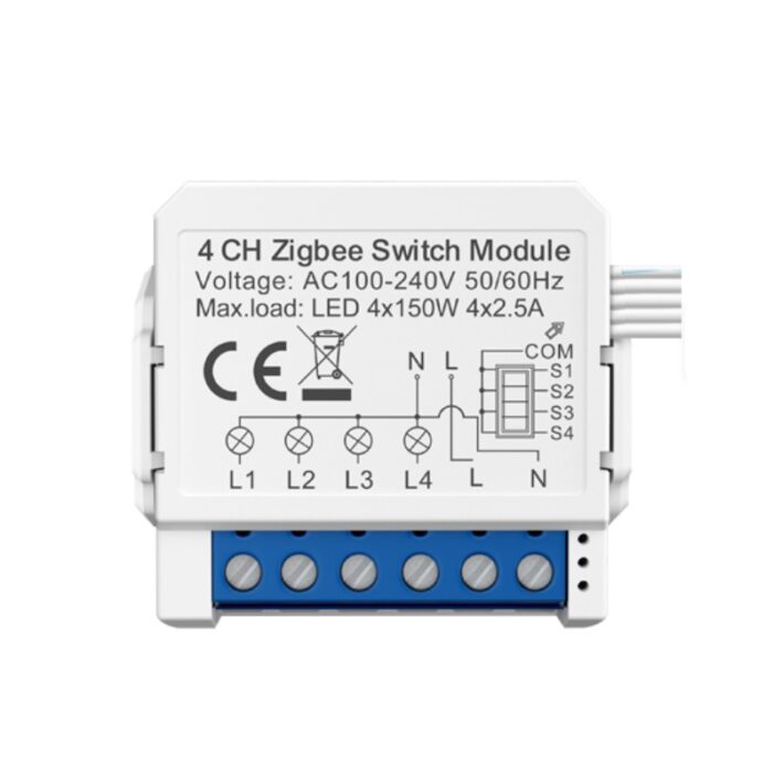 AVATTO Tuya 4ch Zigbee Akıllı Işık Anahtarı Modülü  Tuya 4CH Zigbee Anahtar 4 Kanal Zigbee röle - Görsel 1