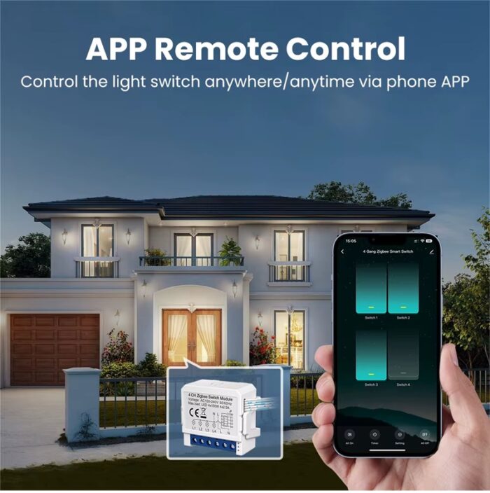 AVATTO Tuya 4ch Zigbee Akıllı Işık Anahtarı Modülü  Tuya 4CH Zigbee Anahtar 4 Kanal Zigbee röle - Görsel 6