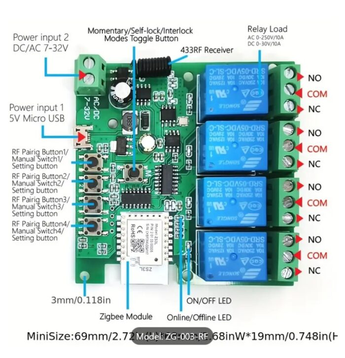 Tuya Zigbee Kuru Kontak ve RF özellikli Akıllı Anahtar Röle - Görsel 4