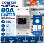 TOMZN TOMPD-80LW 80A WiFi akıllı kaçak akım ve gerilim koruma rölesi, Tuya Smart Life uzaktan kontrol ve enerji ölçümü özellikleri