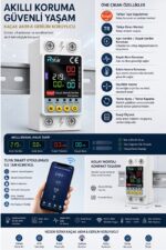 Rstar 63A WiFi Akıllı Kaçak Akım Rölesi | Tuya Uyumlu Voltaj ve Akım Koruyucu (Rstar-63LW) - Görsel 4