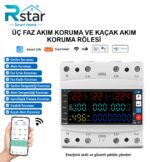Rstar 100A üç fazlı ( Trifaz ) kaçak akım ve gerilim koruma rölesi. Kaçak akım, gerilim ve akım koruması, frekans, faz dengesizliği koruması - Görsel 2