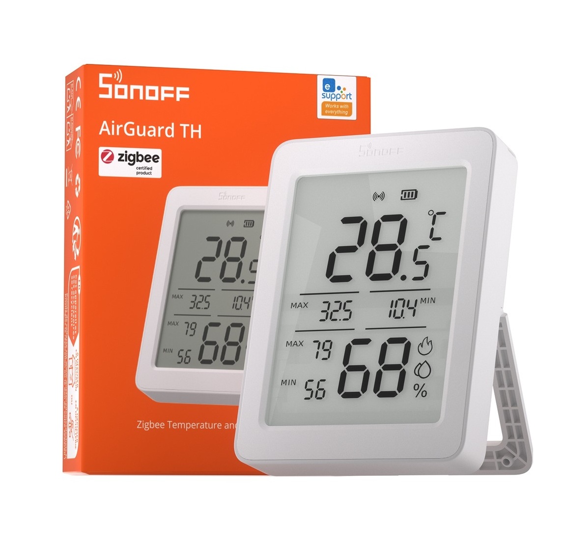 Sonoff Airguard Akıllı Sıcaklık ve Nem Sensörü LCD Ekranlı Zigbee Modeli SNZB-02DR2