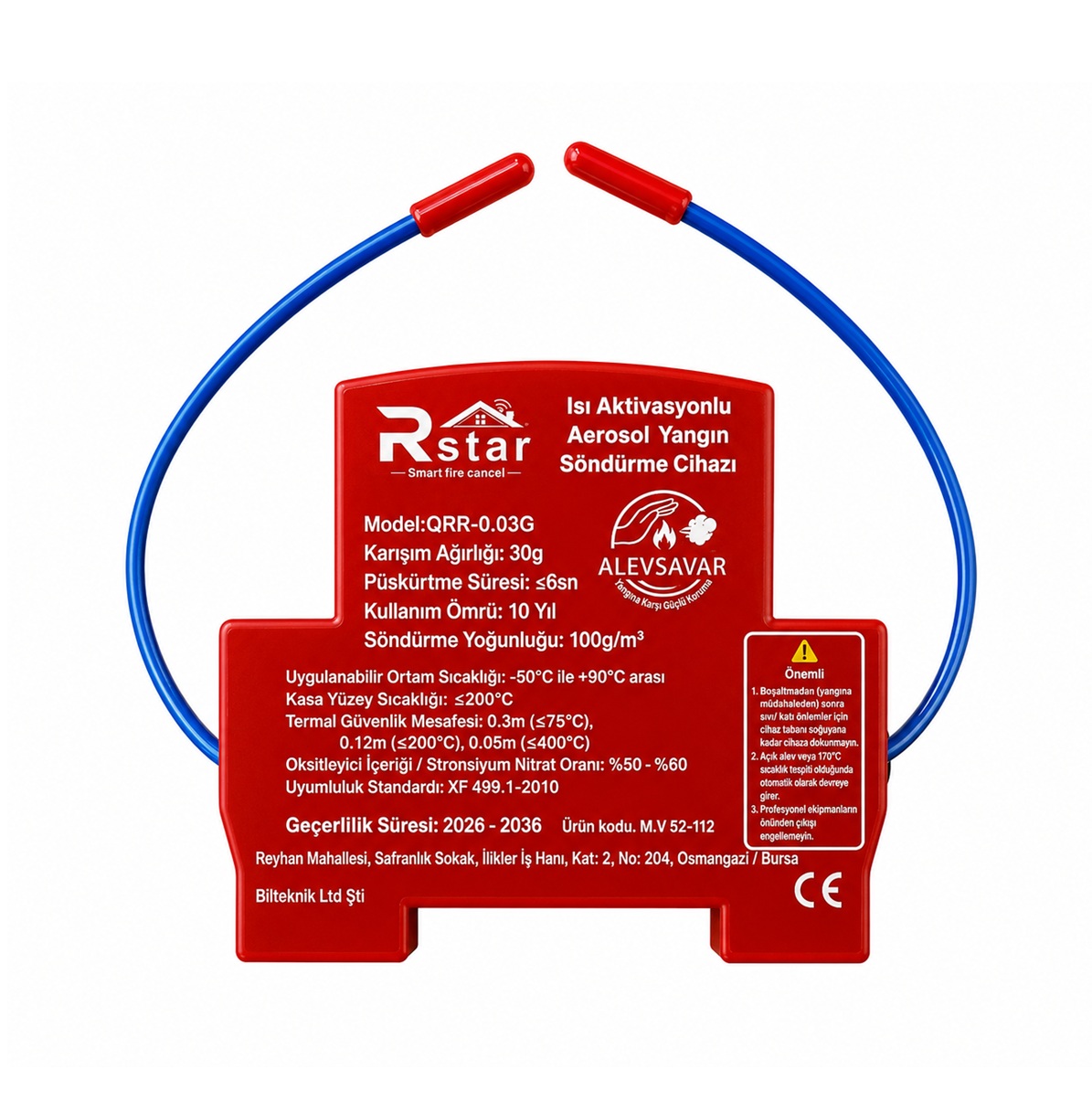 Rstar 30gr Aerosol Yangın Söndürme Şalteri | Elektrik Panosu İçin Otomatik Yangın Söndürme Cihazı