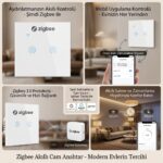 Tuya 2 Kanallı Zigbee Akıllı Dokunmatik Cam Anahtar