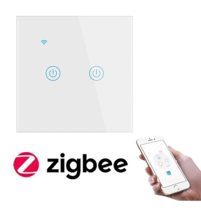 Tuya 2 Kanallı Zigbee Akıllı Dokunmatik Cam Anahtar Tuya 2 Kanallı Zigbee Akıllı Dokunmatik Cam Anahtar